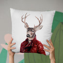 Deer In Leather Throw Pillow By Animal Crew