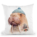 Tattooed Walrus Throw Pillow By Animal Crew