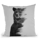 Observing Bear (Black & White V Throw Pillow By Andreas Lie