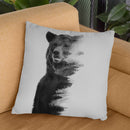 Observing Bear (Black & White V Throw Pillow By Andreas Lie