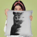 Observing Bear (Black & White V Throw Pillow By Andreas Lie