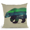 Polar Bear In Northern Lights Throw Pillow By Andreas Lie
