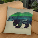 Polar Bear In Northern Lights Throw Pillow By Andreas Lie