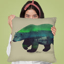 Polar Bear In Northern Lights Throw Pillow By Andreas Lie