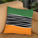 Irregular Shapes & Stripes Green & Orange Throw Pillow By Alisa Galitsyna