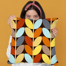 Retro 70S Color Palette Leaf Pattern Throw Pillow By Alisa Galitsyna