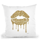 Gold Lips Drip Throw Pillow By Amanda Greenwood