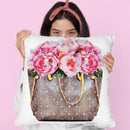 Brown Bag Filled With Pink Peonies Throw Pillow By Amanda Greenwood