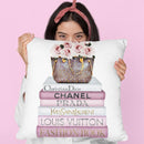 Pink Tone Books, Bag With Roses Throw Pillow By Amanda Greenwood
