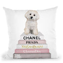 Pink Grey Books, With Maltese Throw Pillow By Amanda Greenwood