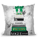 Tall Book Stack Emerald With Bowoes, With Grunge Throw Pillow By Amanda Greenwood