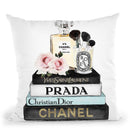 Books Of Fashion, Blue, Makeup Set Throw Pillow By Amanda Greenwood