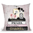 Books Of Fashion, Pink, Makeup Set, Pink Grunge Throw Pillow By Amanda Greenwood