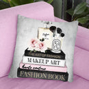 Books Of Fashion Nb, Pink, Makeup Set, Grey Grunge Throw Pillow By Amanda Greenwood