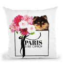 Shopping Bag Pomeranian Black Throw Pillow By Amanda Greenwood