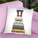 Tall Metallic Stack Gold With Black Bowoes Red Soles Throw Pillow By Amanda Greenwood