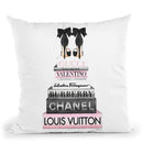Tall Book Stack Blush Pink Black Bowoes Throw Pillow By Amanda Greenwood