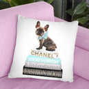 New Books Grey Teal With Brindle Frenchie Throw Pillow By Amanda Greenwood