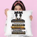 Gold & Black Book Stack With Black Heel, Inky Throw Pillow By Amanda Greenwood