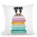 Rainbow Book Stack With Black Bowoes Throw Pillow By Amanda Greenwood