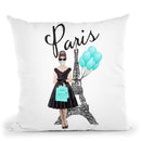 Eiffel Tower With Audrey & Balloons Throw Pillow By Amanda Greenwood
