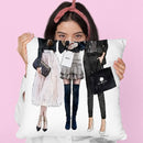 Three Best Friends, Black Pink Throw Pillow By Amanda Greenwood