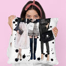 Three Best Friends, Black Pink With Ink Throw Pillow By Amanda Greenwood