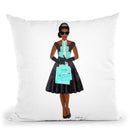Shopping Spree, Teal & Black, African American Throw Pillow By Amanda Greenwood
