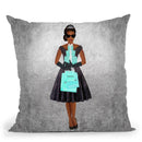 Shopping Spree, Silver, Teal & Black, African American Throw Pillow By Amanda Greenwood