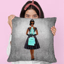 Shopping Spree, Silver, Teal & Black, African American Throw Pillow By Amanda Greenwood