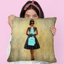 Shopping Spree, Gold, Teal & Black, African American Throw Pillow By Amanda Greenwood