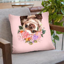 baby Sloth with Flower Crown in Green Throw Pillow by Big Nose Work