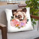 Baby Sloth with Flower Crown Throw Pillow by Big Nose Work