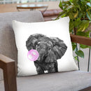 Elephant with Bubble Gum Black and White Throw Pillow by Big Nose Work