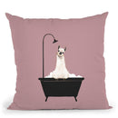 Llama in Bath Tub Throw Pillow by Big Nose Work