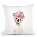 Llama with Flower Crown Throw Pillow by Big Nose Work