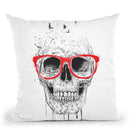 Skull With Red Glasses Throw Pillow By Balazs Solti
