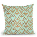Copper Mint Japanese Seigaiha Wave Throw Pillow By Cat Coq