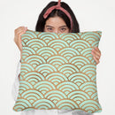 Copper Mint Japanese Seigaiha Wave Throw Pillow By Cat Coq