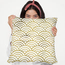 Gold Japanese Seigaiha Wave Throw Pillow By Cat Coq