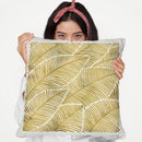 Gold Tropical Leaves Throw Pillow By Cat Coq