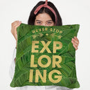 Green Never Stop Exploring Throw Pillow By Cat Coq