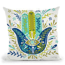 Lime Blue Hamsa Hand Throw Pillow By Cat Coq