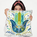 Lime Blue Hamsa Hand Throw Pillow By Cat Coq