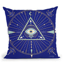 Navy Evil Eye Mandala Throw Pillow By Cat Coq