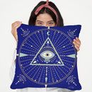 Navy Evil Eye Mandala Throw Pillow By Cat Coq