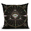 Black Evil Eye Mandala Throw Pillow By Cat Coq