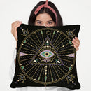 Black Evil Eye Mandala Throw Pillow By Cat Coq
