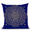 Navy Gold Moroccan Mandala Throw Pillow By Cat Coq