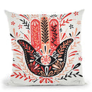 Red Hamsa Hand Throw Pillow By Cat Coq